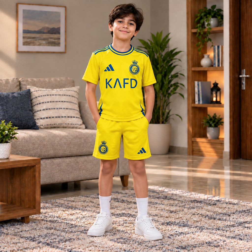 Al Nassr Ronaldo 7 Kids Football Jersey & Shorts