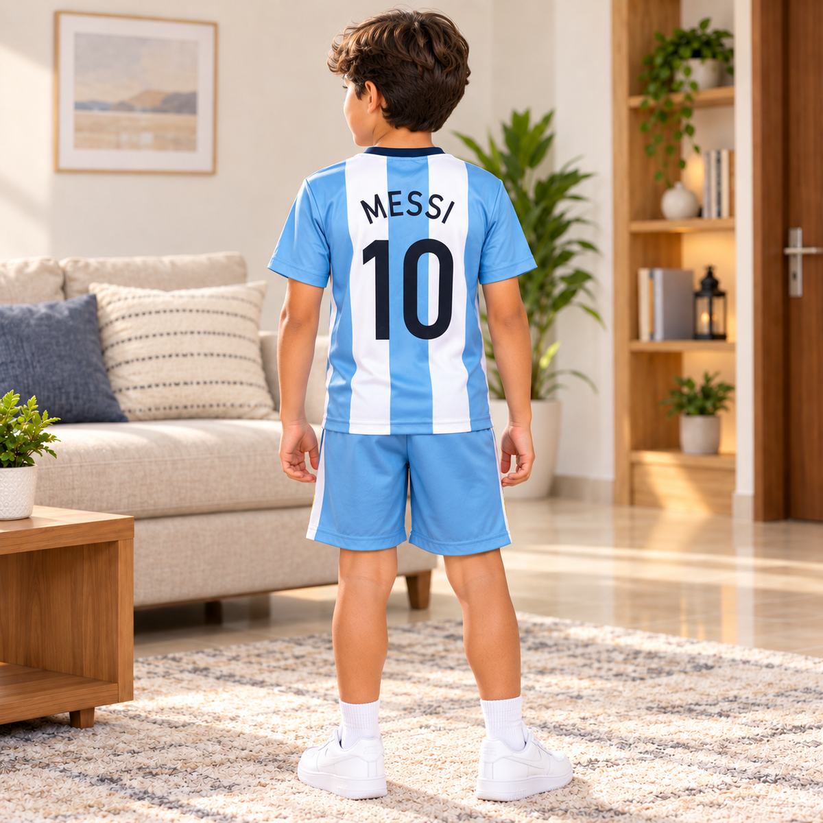 Argentina Messi 10 Kids Football Jersey & Shorts