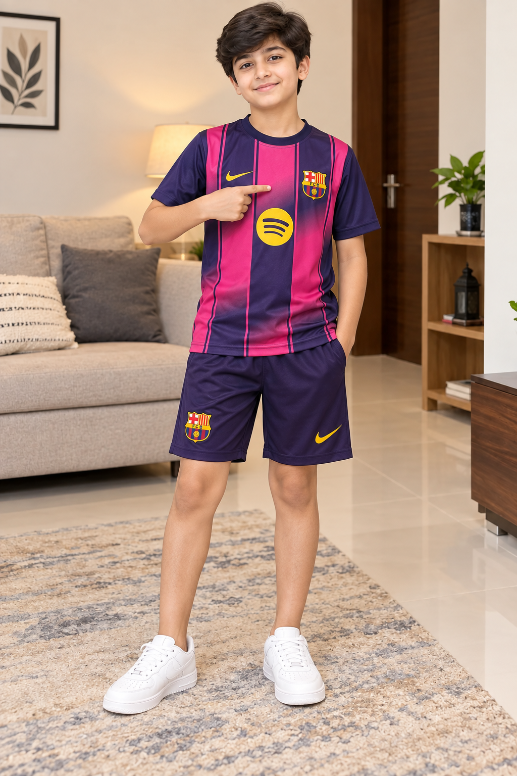 Barcelona Kids Football Jersey & Shorts