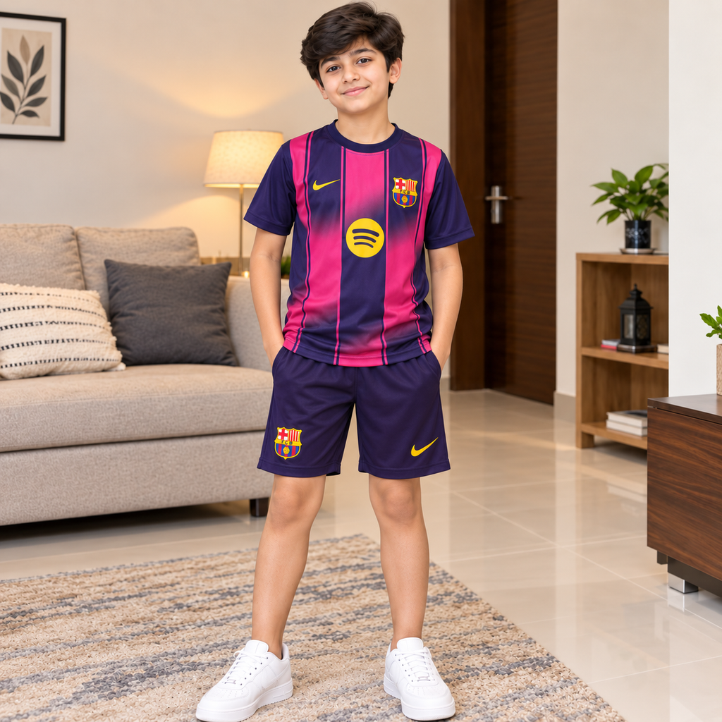Barcelona Kids Football Jersey & Shorts